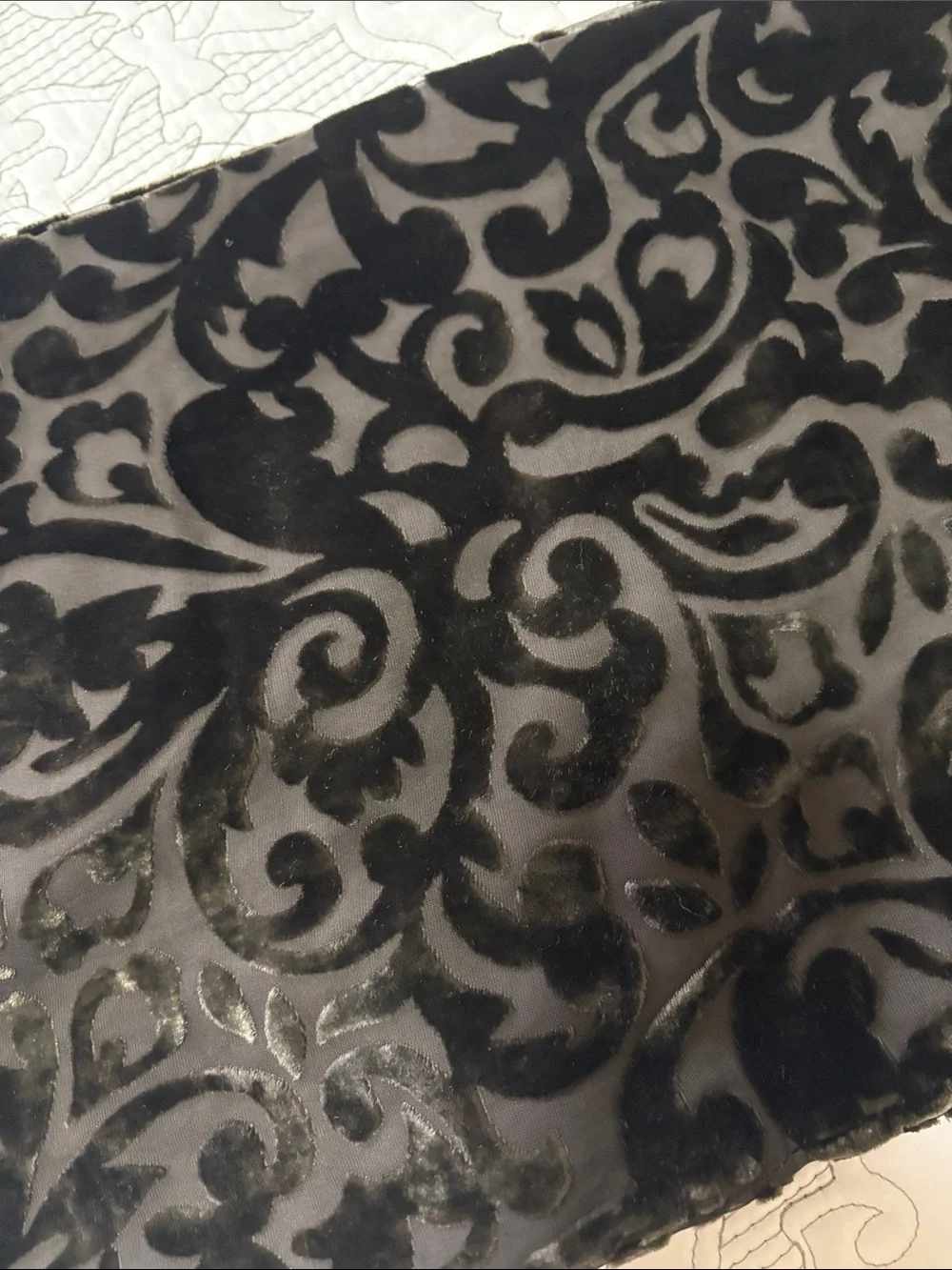 Summer Tompkins vintage Brown Velvet Flocked Scarf with Damask Pattern